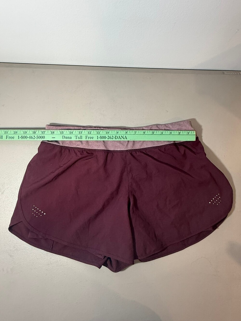Avia Women's Burgundy Athletic Running Shorts with Pink Waistband - Picture 4 of 4